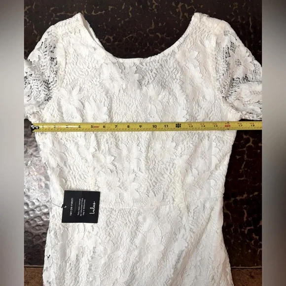 Lulus Allure 'Em In White Lace Bell Sleeve Bodycon Boho Fairycore Mini Dress - Picture 11 of 16